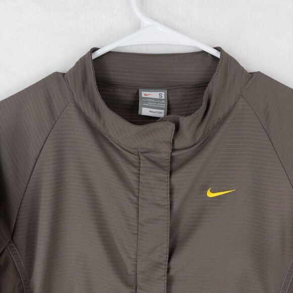 Nike Womens Fit Dry Full Zip Jacket Running Training Stretch Sz S Taupe - Picture 2 of 11
